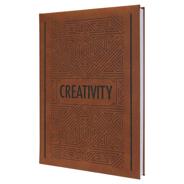 7" x 9 3/4" Rawhide Engraved Faux Leather Sketch Book with Unlined Notepad - Rawhide