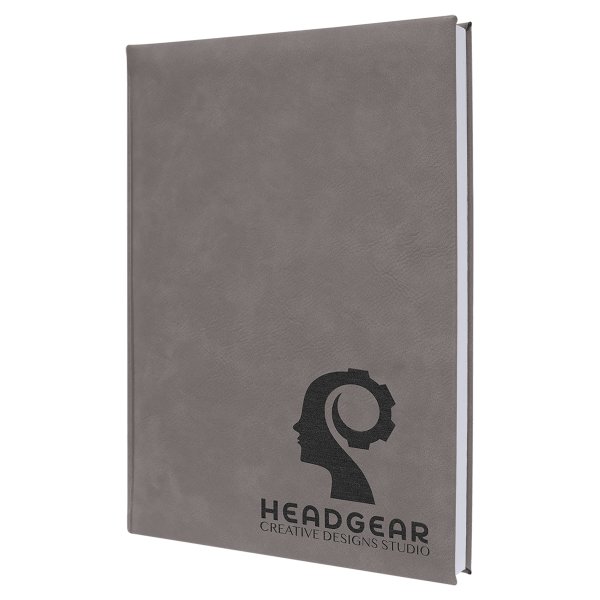 7" x 9 3/4" Gray Engraved Faux Leather Sketch Book with Unlined Notepad - Gray