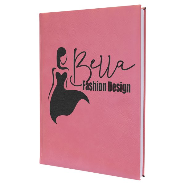 7" x 9 3/4" Pink Engraved Faux Leather Sketch Book with Unlined Notepad - Pink
