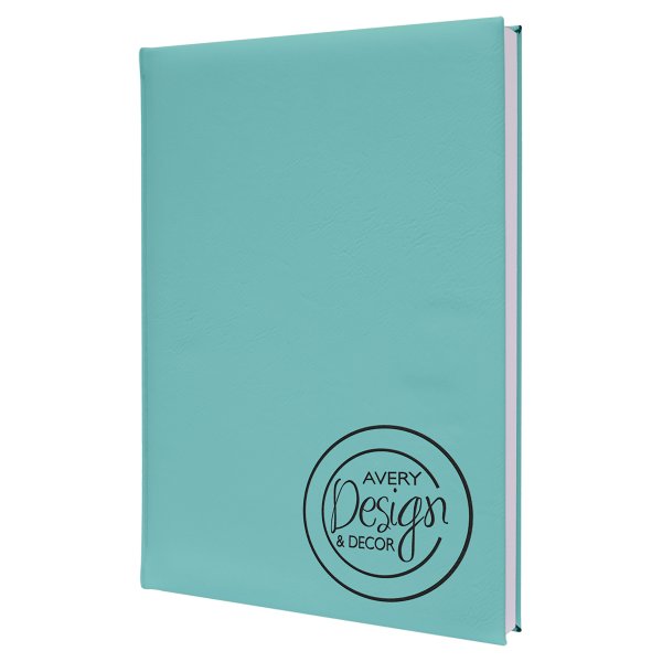 7" x 9 3/4" Teal Engraved Faux Leather Sketch Book with Unlined Notepad - Teal