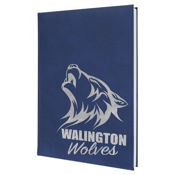7" x 9 3/4" Blue/Silver Engraved Faux Leather Sketch Book with Unlined Notepad - Blue