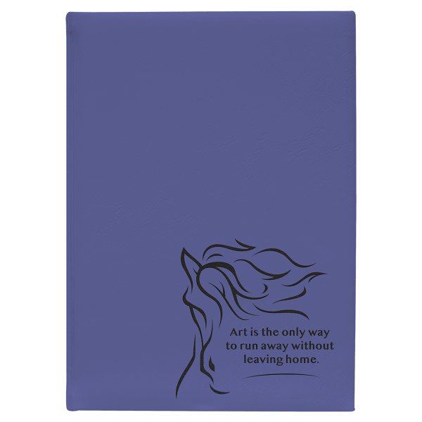 7" x 9 3/4" Purple Engraved Faux Leather Sketch Book with Unlined Notepad - Purple