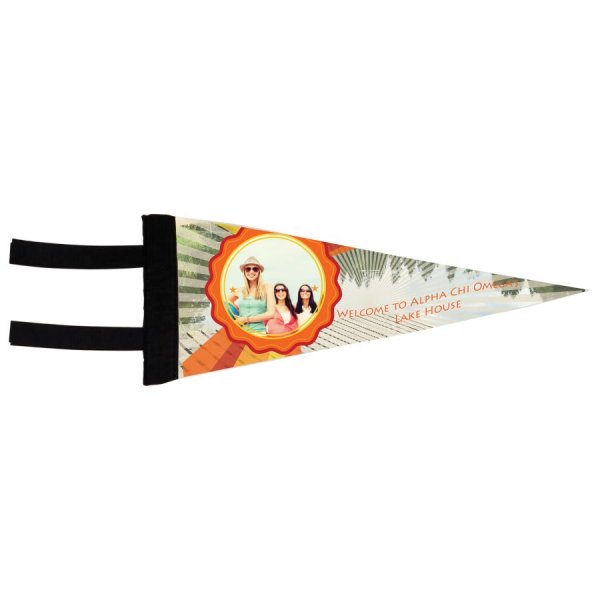 5" x 12" White Custom Printed Pennant - White/Black