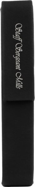 6 1/2" x 1" Black/Silver Engraved Faux Leather Single Pen Case - Black