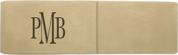 6 1/2" x 2" Light Brown Engraved Faux Leather Double Pen Case - Light Brown
