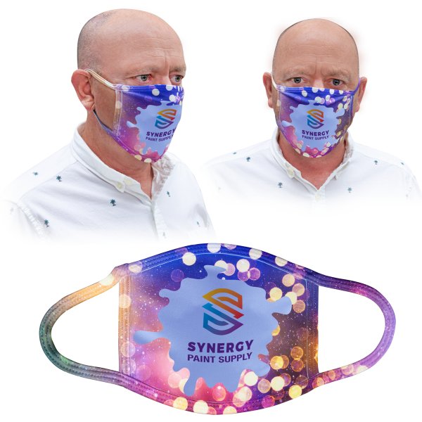 6 1/2" x 5 1/2" Large White Custom Printed Face Mask-Not For Medical Use - White