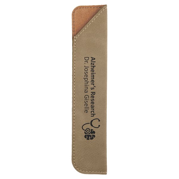 6 1/4" Light Brown Engraved Faux Leather Pen Sleeve - Light Brown
