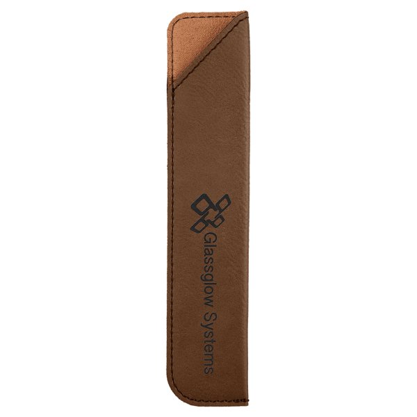6 1/4" Dark Brown Engraved Faux Leather Pen Sleeve - Dark Brown