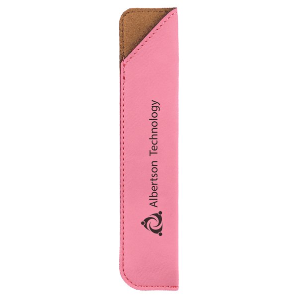 6 1/4" Pink Engraved Faux Leather Pen Sleeve - Pink