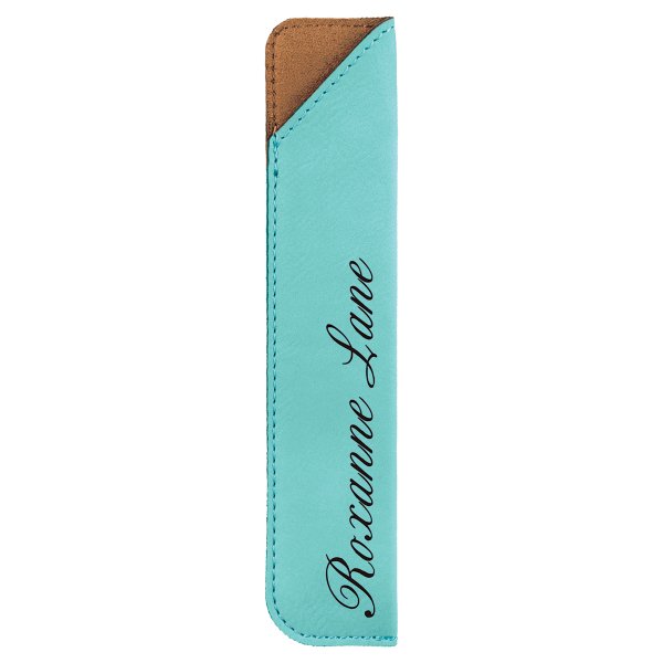 6 1/4" Teal Engraved Faux Leather Pen Sleeve - Teal
