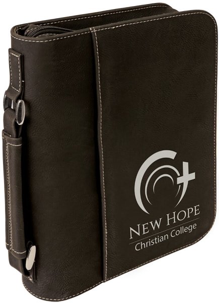 7 1/2" x 10 3/4" Black/Silver Leatherette Book/Bible Cover with Handle & Zipper - Black/Silver