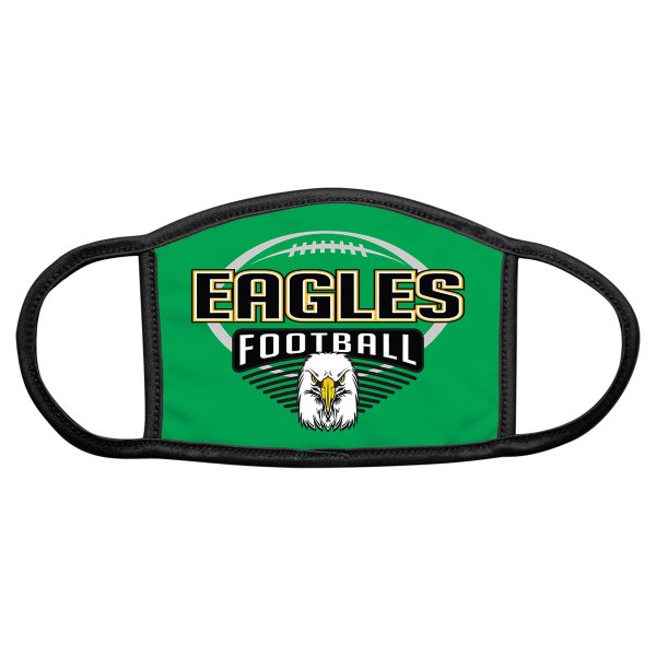 6" x 4" Small Custom Printed Face Mask With Nose Bridge & Black Trim & Ear Loops - White/Black