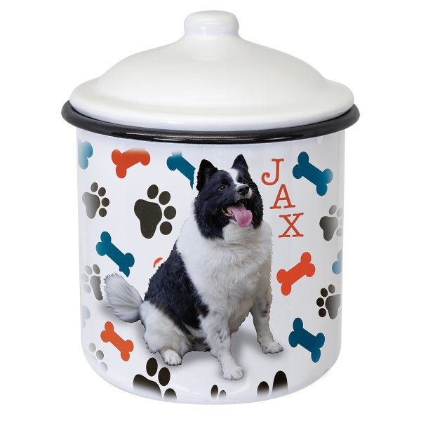 6.25" x 4.7" White/Black Canister with Lid - Default