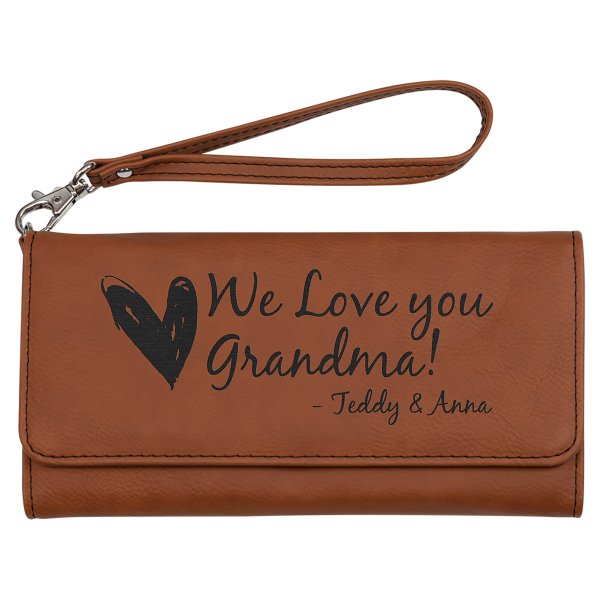 7 1/2" x 4" Rawhide Engraved Faux Leather Wallet with Strap - Rawhide