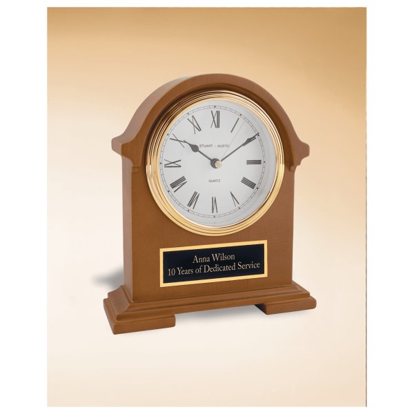 7 1/2" x 8 1/2" Napolean Clock,Traditional Style, Deep Hand Rubbed Mahogany Finish with Black Plate - Mahogany/Gold/Black