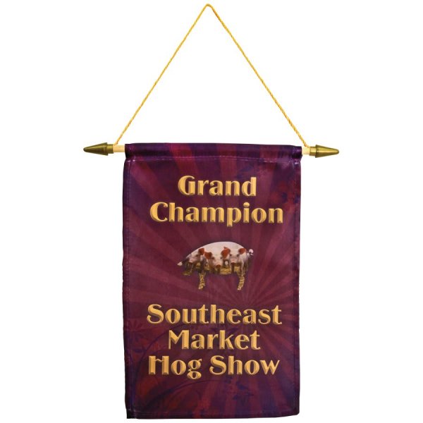 7 7/8" x 11 13/16" Custom Printed Banner with Hanging Cord - White