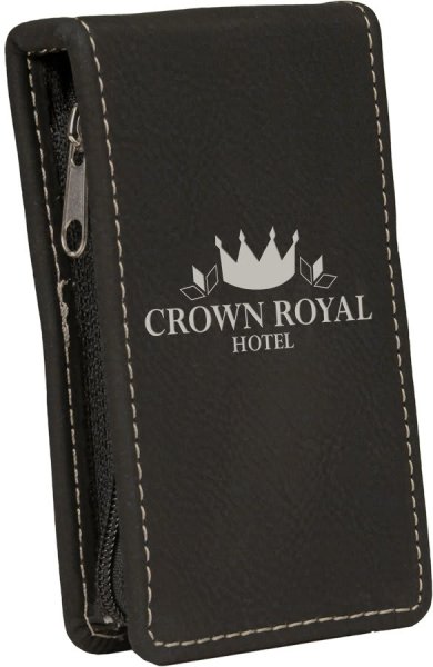 7-Piece Black/Silver Engraved Faux Leather Manicure Gift Set - Black
