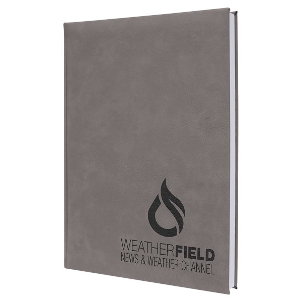 7" x 9 3/4" Gray Engraved Faux Leather Journal with Lined Notepad - Gray