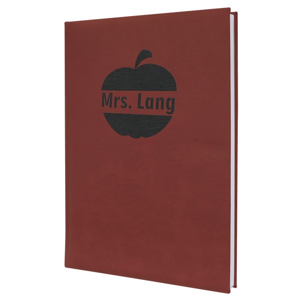 7" x 9 3/4" Rose Engraved Faux Leather Journal with Lined Notepad - Rose