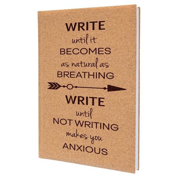 7" x 9 3/4" Cork Engraved Faux Leather Journal with Lined Notepad - Cork