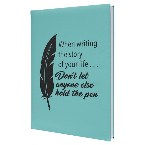 7" x 9 3/4" Teal Engraved Faux Leather Journal with Lined Notepad - Teal