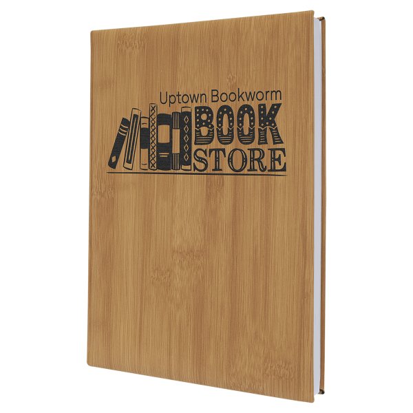 7" x 9 3/4" Bamboo Engraved Faux Leather Journal with Lined Notepad - Bamboo