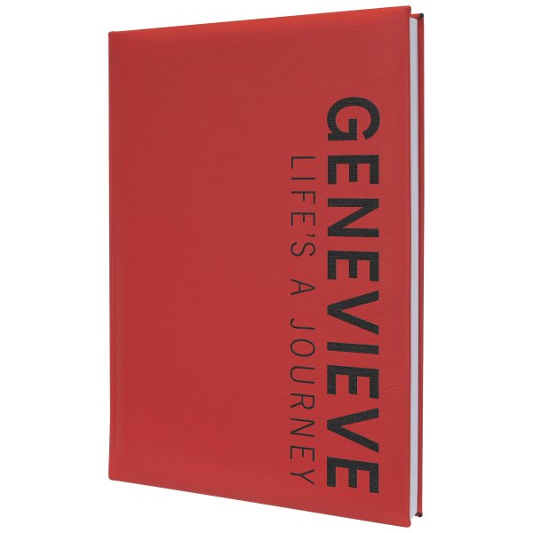 7" x 9 3/4" Red Engraved Faux Leather Journal with Lined Notepad - Red