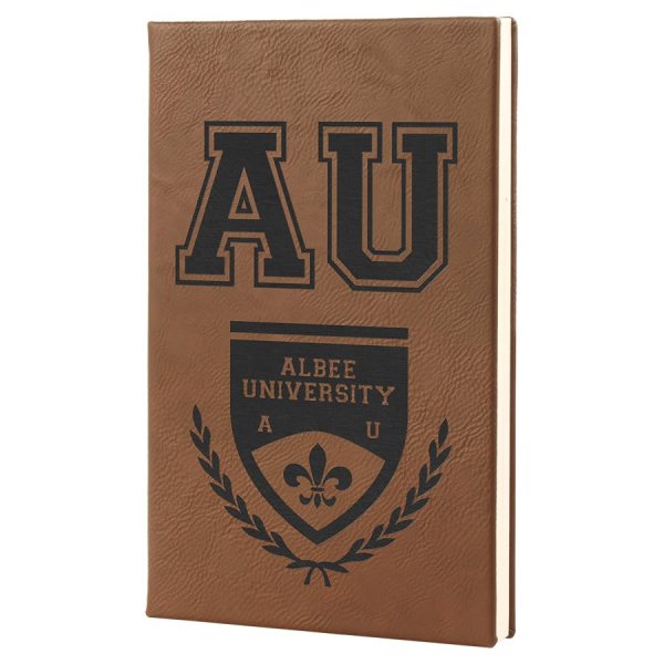 5 1/4" x 8 1/4" Dark Brown Engraved Faux Leather Journal with Lined Notepad - Dark Brown