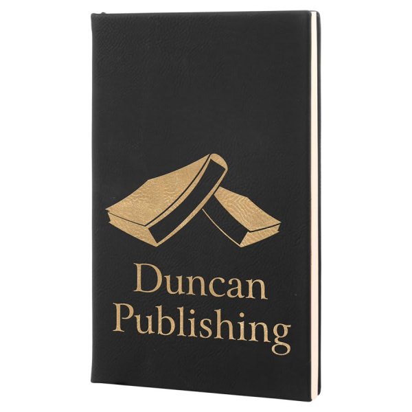 5 1/4" x 8 1/4" Black/Gold Engraved Faux Leather Journal with Lined Notepad - Black/Gold