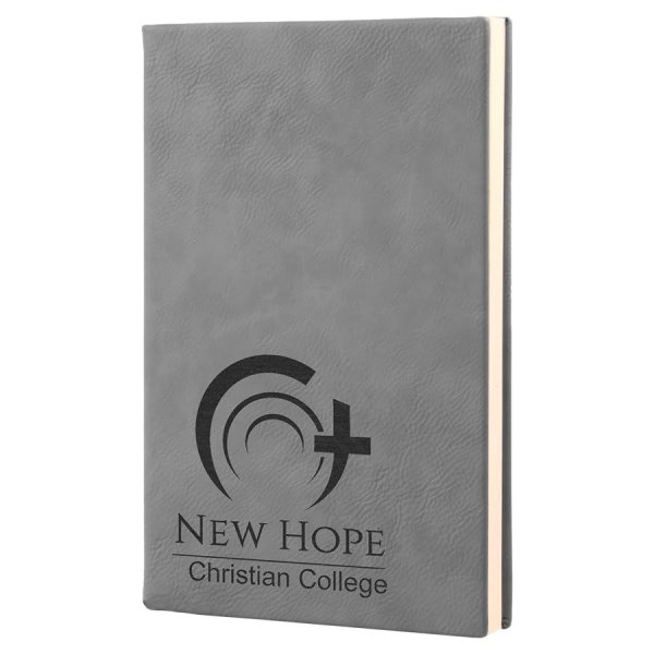 5 1/4" x 8 1/4" Gray Engraved Faux Leather Journal with Lined Notepad - Gray
