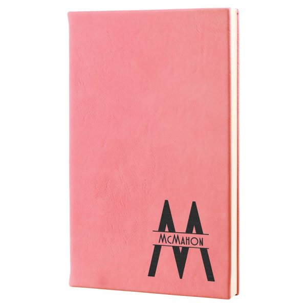 5 1/4" x 8 1/4" Pink Engraved Faux Leather Journal with Lined Notepad - Pink