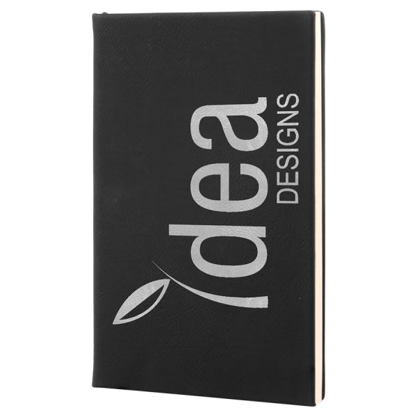 5 1/4" x 8 1/4" Black/Silver Engraved Faux Leather Journal with Lined Notepad - Black/Silver