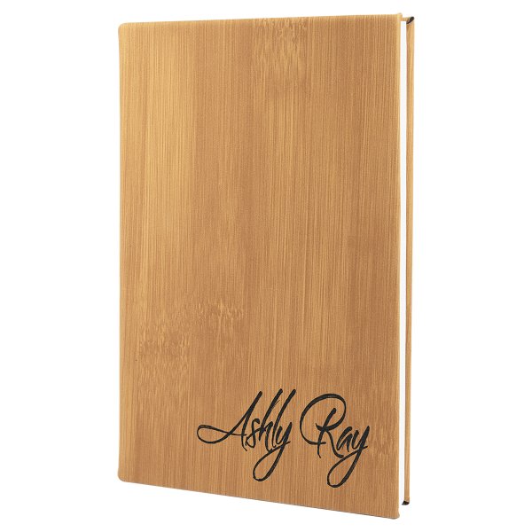 5 1/4" x 8 1/4" Bamboo Engraved Faux Leather Journal with Lined Notepad - Bamboo