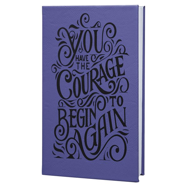 5 1/4" x 8 1/4" Purple/Black Engraved Faux Leather Journal with Lined Notepad - Purple