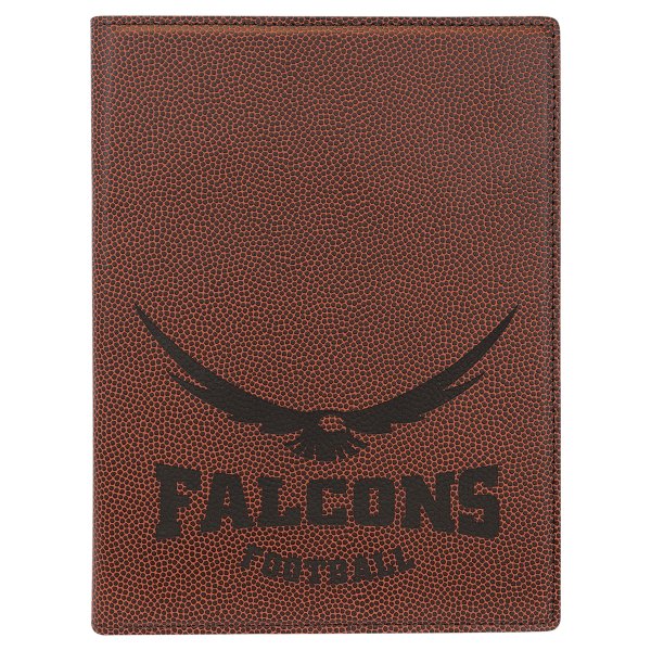 7" x 9" Football Engraved Faux Leather Portfolio with Notepad - Brown
