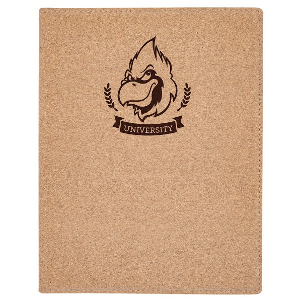 7" x 9" Small Cork Portfolio with Notepad - Light Brown