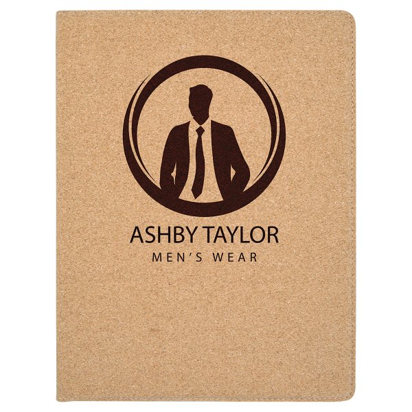 9 1/2" x 12" Cork Portfolio with Notepad - Light Brown