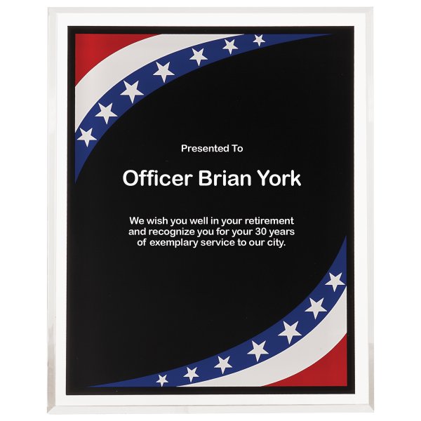 9" x 11" Stars & Stripes Border Clear-Plaq Acrylic - Clear/Multi