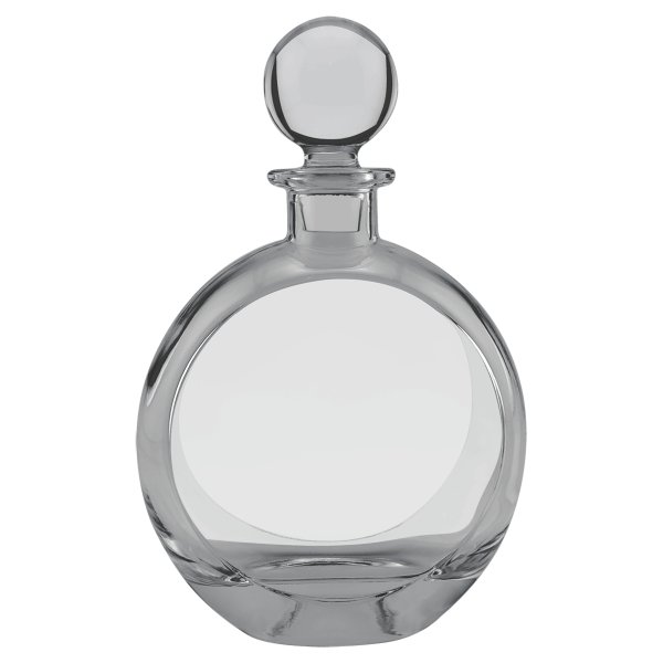 Polar Camel 750 mL Flat Round Glass Decanter in Black Gift Box with Printed Paper Sleeve - clear