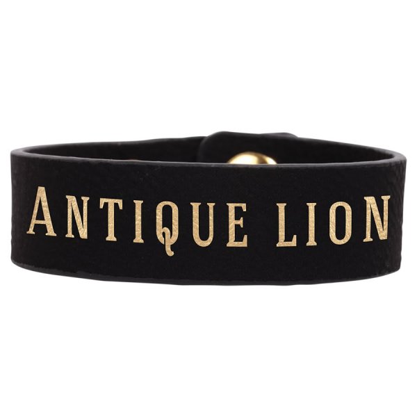 8 1/2" x 3/4" Black/Gold Engraved Faux Leather Youth Cuff Bracelet - Black/Gold