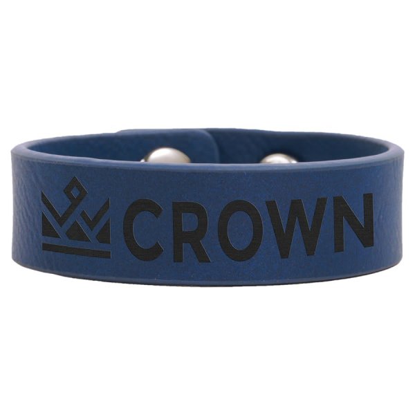 8 1/2" x 3/4" Blue/Black Engraved Faux Leather Youth Cuff Bracelet - Blue/Black