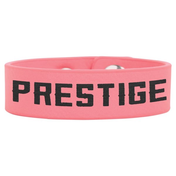 8 1/2" x 3/4" Pink Engraved Faux Leather Youth Cuff Bracelet - Pink/Black