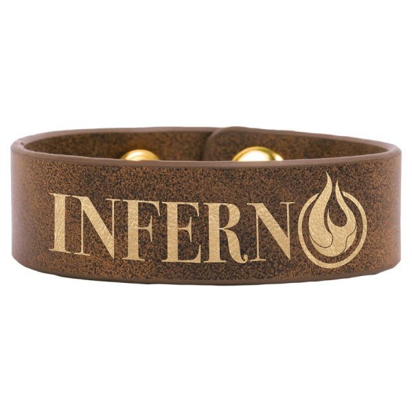 8 1/2" x 3/4" Rustic/Gold Engraved Faux Leather Youth Cuff Bracelet - Rustic/Gold