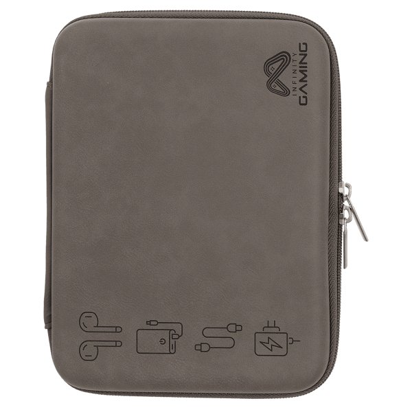 8 1/2" x 6" x 1 3/4" Gray Leatherette Cord Case - Gray