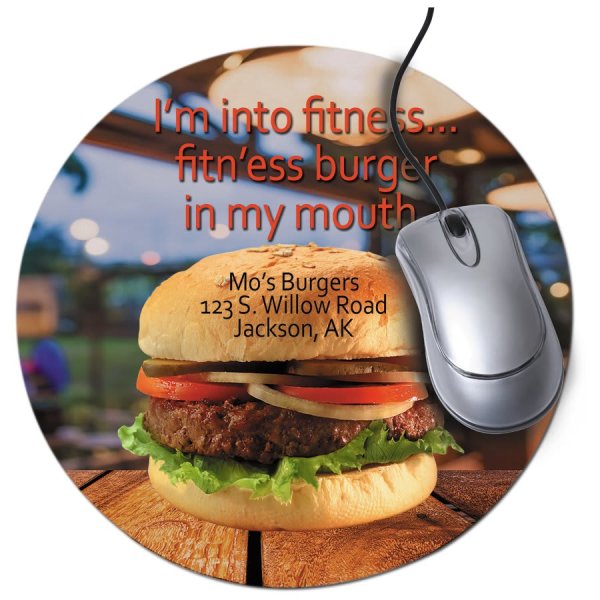8" Round Custom Printed Neoprene Mouse Pad - White/Black