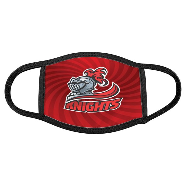 6 1/2" x 5 1/2" Large Custom Printed Face Mask with Black Trim & Ear Loops - White/Black