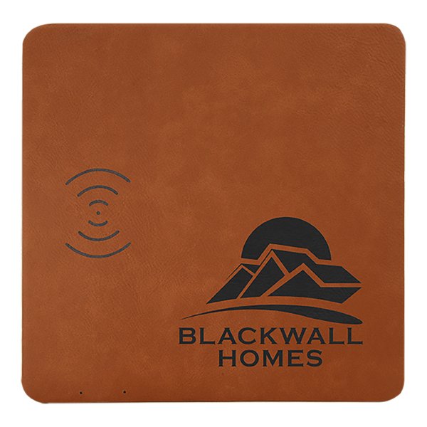 8" x 8" Rawhide Engraved Faux Leather Phone Charging Mat - Rawhide