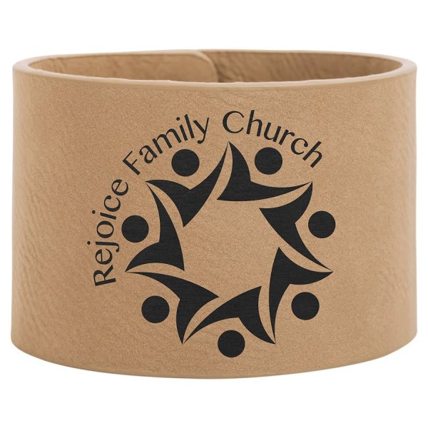9 1/2" x 2" Light Brown Engraved Faux Leather Cuff Bracelet - Light Brown