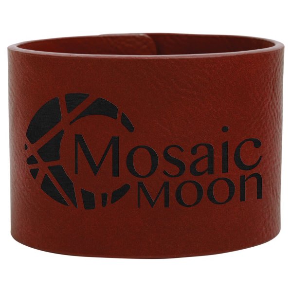 9 1/2" x 2" Rose Engraved Faux Leather Cuff Bracelet - Rose/Black