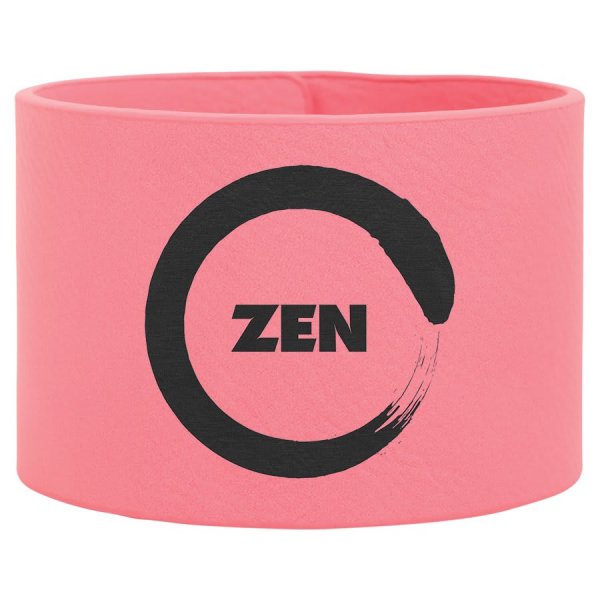 9 1/2" x 2" Pink Engraved Faux Leather Cuff Bracelet - Pink/Black